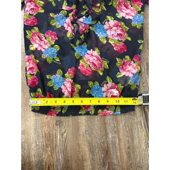 Abercrombie Kids Floral Ruffle Sheer Stretch Blouse Size XL Preppy Cute Summer - Picture 4 of 9